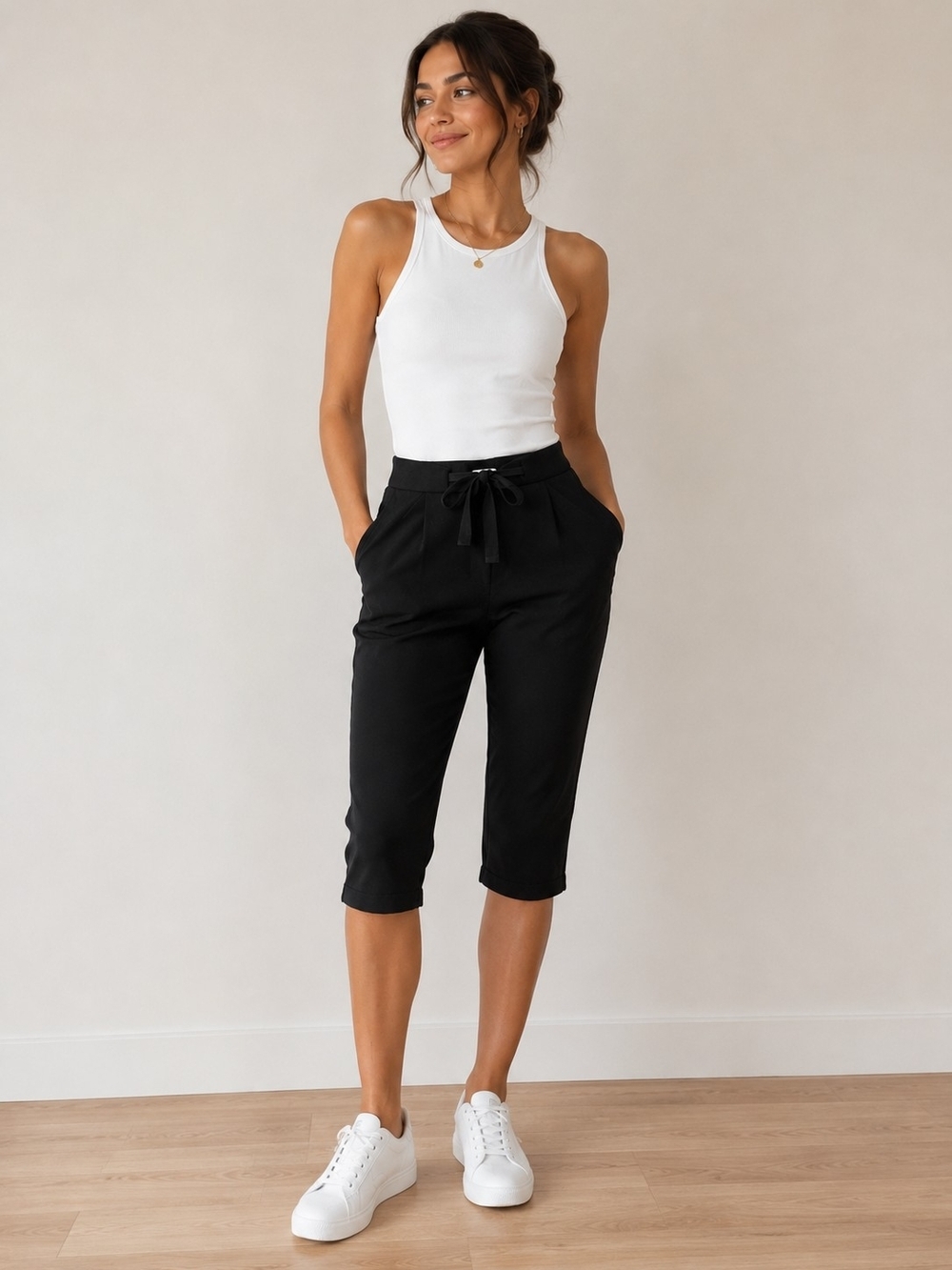 2/$40 Wilfred Aritzia Black Cropped Tie Waist Pants